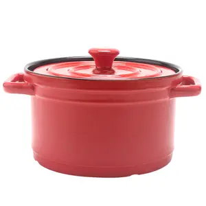 4Lキッチンセラミック調理鍋シンプルで豪華な色のキャセロール蓋付きエナメル高温耐性直火家庭用シチュー鍋