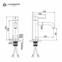Robinet de salle de bain en acier inoxydable 304 de luxe à poignée unique, mélangeur d'eau chaude et froide, robinet de lavabo avec noyau de valve en céramique