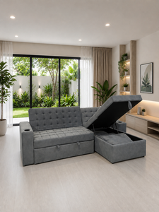 Sofá Esquinero Moderno Sudut Multibed en Forma de L para Sala de Estar, Mueble de Sofá Personalizado con Tela Premium para Sala de Estar - Product Image 4