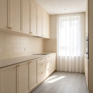 Meubles de cuisine modulaires modernes en quartz écologique de qualité supérieure, avec fermeture douce, étanches et grande capacité, pour villas crème - Product Image 1