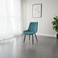 Chaise de salle à manger moderne en velours coloré de haute qualité avec dossier haut et pieds en métal pour restaurant, vente en gros