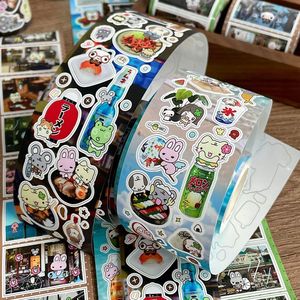 สติกเกอร์ม้วนลายการ์ตูนมาชิ 1 ม้วน วัสดุ DIY น่ารัก ทำมือ ตกแต่งสมุดบันทึก ลายโบราณยามเช้า สำหรับงานคอลลาจ - Product Image 2