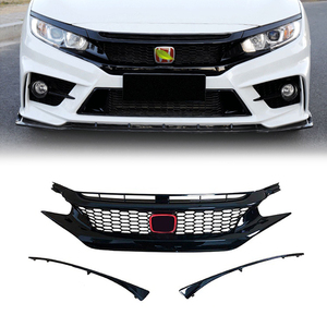FOR <strong>Honda</strong> <strong>Civic</strong> 10th Generation 2016-2021 Ghost Face Style Front Bumper <strong>Grille</strong> With Eyebrows and Front Hood <strong>Grille</strong> With Mesh