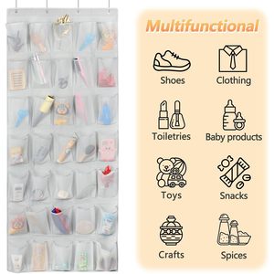 35 Pockets Over The Door <b>Shoe</b> Organizer Hanging Storage Bag For <b>Shoes</b> Gray Polyester Rectangular <b>Hook</b> Type - Product Image 4
