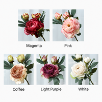 Kepala Bunga Peony Sutra Buatan Mirip Asli Bahan Kerajinan DIY Aksesoris Rambut Pernikahan Lembut Buatan Tangan Corsage Jepit Rambut Bunga