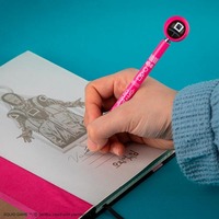 Stylo Gel Promotionnel en Plastique, Modèle Officiel Squid Game Coréen, Encre Noire Non Effaçable, Pointe 1.0mm, Idéal pour Cadeau Artistique ou Publicitaire