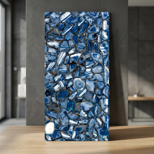 Azulejos de porcelana antideslizantes Agatha Blue de 800x1600 mm para suelo y pared, con aspecto de mármol, diseño premium de gran formato. - Product Image 3
