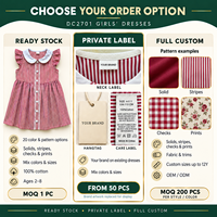 Dress anak perempuan pink motif kotak ceri katun musim panas kerah Peter Pan lengan ruffle grosir OEM ODM
