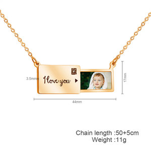 Collar con colgante de medallón para fotos, personalizado, al por mayor, de acero inoxidable 316L, chapado en oro de 14k y 18k, para mujeres y hombres - Product Image 5