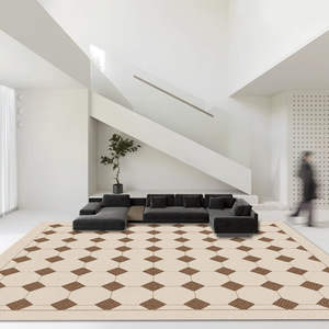 พรมลายเรขาคณิตสไตล์นอร์ดิกมินิมอล รูปทรงสี่เหลี่ยมผืนผ้า ทำจากเส้นใยโพลีเอสเตอร์ ตกแต่งบ้าน ห้องนั่งเล่น ห้องนอน พรมขนาดใหญ่ ปรับแต่งได้ - Product Image 1