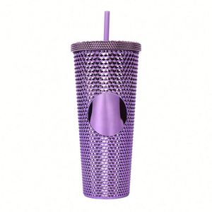 Wholesale 24oz American Double Layer Durian <b>Plastic</b> Cup <b>Mug</b> with Straw Large Capacity for Parties - Product Image 3