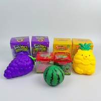 Juguete de descompresión de frutas de simulación con caja independiente, con textura de uva grande, piña, oso y sandía, para apretar y aliviar el estrés