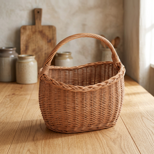 Panier de rangement en rotin naturel tissé à la main avec poignée panier de pique-nique ferme, pour décorations de noël cadeaux panier à linge - Product Image 1
