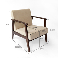 Fauteuil de salon moderne en bois massif, personnalisable avec revêtement en tissu, démontable, pour la maison et le bureau - Vente en gros