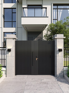 Porte de Cour de Villa en Alliage d'Aluminium, Porte d'Entrée Extérieure en Acier Inoxydable pour Jardin, <span class=keywords><strong>Portail</strong></span> Double <span class=keywords><strong>Battant</strong></span> Moderne pour Clôture Rurale - Product Image 2
