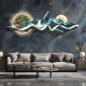 Art mural LED luxueux et magnifique peinture de paysage abstraite originale avec un design créatif peut ajouter des diamants - Product Image 4