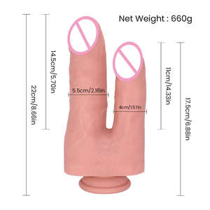 قضيب اصطناعي عملاق 2 في 1 من السيليكون، جهاز تدليك واقعي مزدوج الطرف مع كأس شفط، كبير الحجم ونحيف وفائق الواقعية - Product Image 4