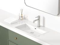 Robinet de lavabo monocommande moderne en céramique et acier inoxydable 304 sans plomb, à poser sur le comptoir, pour hôtels