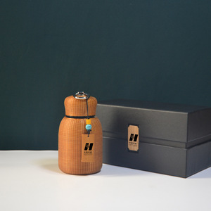 Bamboo Woven Porcelain <b>Thermos</b> Cup Handmade <b>Tea</b> Water Bottle Business Gift Customization - Product Image 1