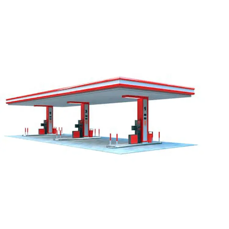 Prefab Hot Space Frame Schuur Brandstof Vullen Station Dak Luifel Tankstation Prijs Tankstation Luifel Stalen Structuur