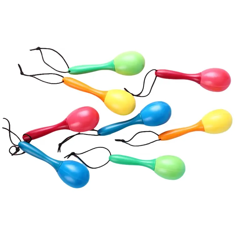 Prodotto Maracas facile da vendere colorato mini giocattolo di plastica strumenti a percussione musica messico maracas