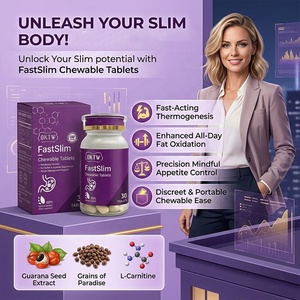 OKTW FastSlim, Tabletas Masticables para Controlar el Apetito, Saciedad, Pérdida de Peso, <span class=keywords><strong>Quema</strong></span> de <span class=keywords><strong>Grasa</strong></span>, Adelgazamiento, en Stock, Muestras Gratis, Marca Privada - Product Image 3