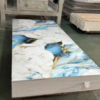 Panneau mural en PVC plastique écologique brillant, résistant à l'humidité, imperméable, feuille de marbre UV, surface en grain de bois 3D, personnalisable