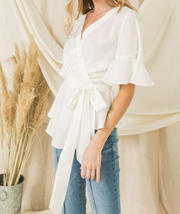 Camicia a maniche corte da donna in tinta unita Plus Size a maniche corte <span class=keywords><strong>con</strong></span> cintura e <span class=keywords><strong>camicetta</strong></span> in maglia sottile - Product Image 4