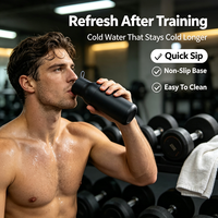 Bouteille d'eau isotherme moderne pour adultes, en acier inoxydable de haute qualité, 17 oz, sans BPA, à double paroi, anti-fuite, réutilisable, pour le sport et la gym