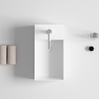 Lavabo en céramique blanc de style moderne, fabricant de céramique, lavabo de table en porcelaine, forme carrée, lavabo de salle de bain