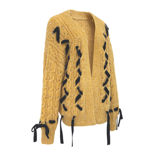 <span class=keywords><strong>Cardigan</strong></span> tricoté vintage YIYU pour femme, style décontracté rayé, en fil épais, pull polyvalent à porter en extérieur – Prix usine - Product Image 2