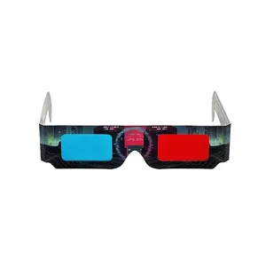 Impresión personalizada rojo azul 3D papel gafas cartón 3D juego gafas para ordenador teléfono TV