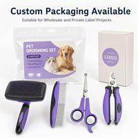 Juego de 4 Herramientas de Aseo para Mascotas, Perros y Gatos, Peine, Cepillo, Cortauñas, Tijeras, Proveedor Mayorista con Logotipo Personalizado