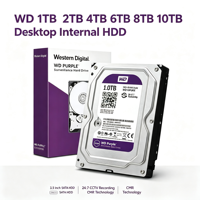 Disque dur de surveillance WD Purple 1TB-10TB 3,5'' SATA 64 Mo de cache CMR, enregistrement 24/7 pour système de sécurité CCTV DVR NVR