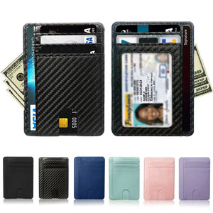 Minimalist Slim Credit Card <b>Holder</b> With Transparent ID Window Small Leather Card <b>Wallet</b> for Women Men - Product Image 6