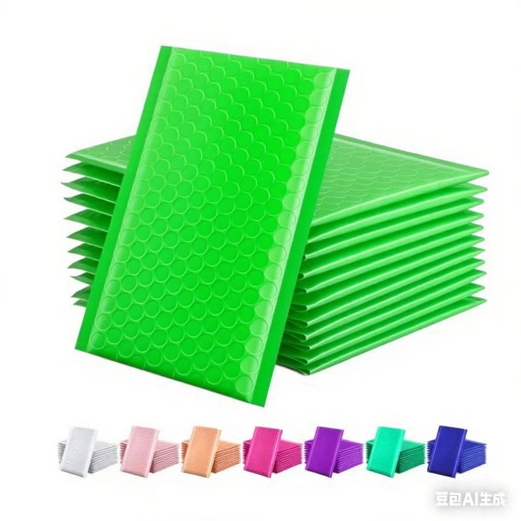 Wholesale Green 2 Mil Poly Bubble Mailer Bags with Custom Logo for Clothes Shipping and Computer/Camera Use