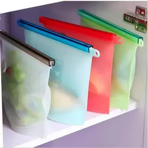 Bolsa de silicone para preservação de alimentos, reutilizável, à prova de vazamento, saco organizador de lanche, ziplock, armazenamento de alimentos