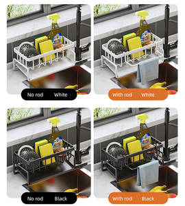 Égouttoir de rangement pour évier de cuisine, support à éponges antirouille avec plateau de drainage amovible - Product Image 4