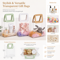 Sac cadeau transparent en PVC avec poignée carrée en cuir PU, réutilisable, imperméable, sac de transport transparent pour mariage, anniversaire, fête