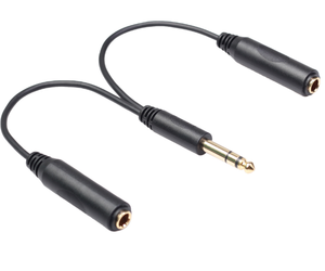 20cm 6.35mm 1/4 inci Male TRS steker Stereo ke 2*6.35mm 1/4 inci Male TRS Female Audio Y kabel Splitter - Product Image 2