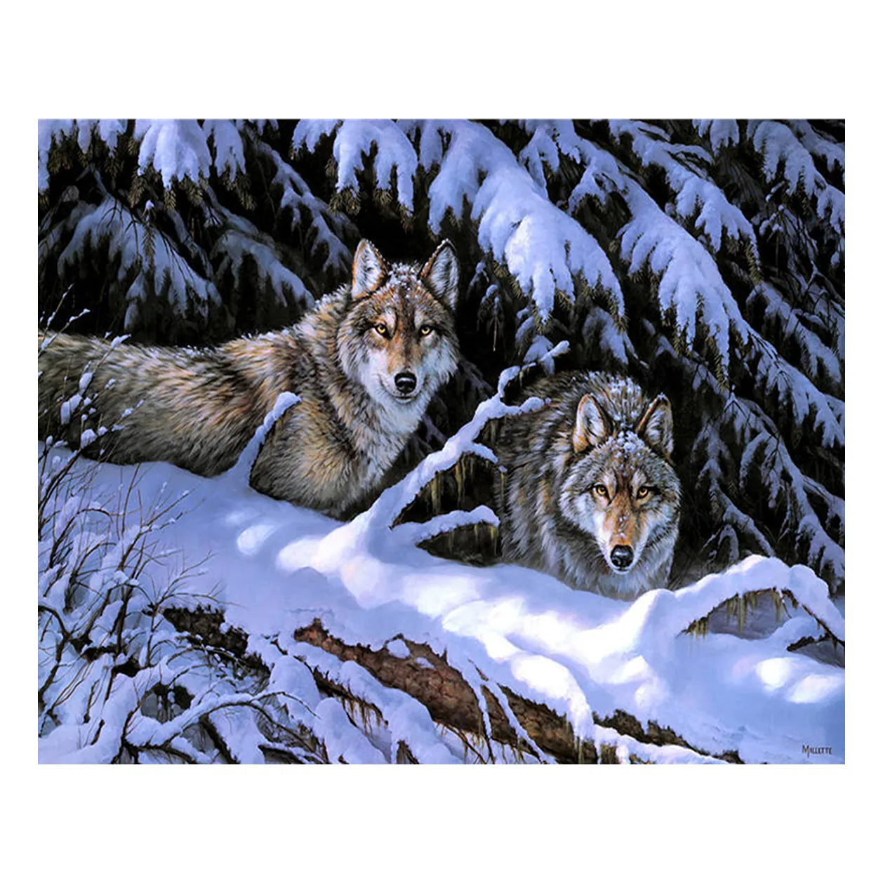 factory high arts and crafts two smart wolf in snowy day satisfactory gifts for friends with frame DIY diamond painting