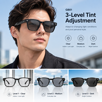 Lunettes audio intelligentes Bluetooth 6.0 avec haut-parleurs open-ear, appels mains libres, assistant vocal et verres à teinte réglable sur 3 niveaux