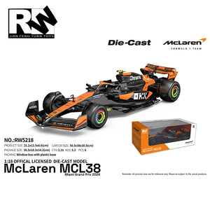 RW JFY Slide con licenza <span class=keywords><strong>1</strong></span> 18 giocattoli per <span class=keywords><strong>auto</strong></span> da <span class=keywords><strong>corsa</strong></span> <span class=keywords><strong>Formula</strong></span> One Mclaren MCL38 modello F1 Die Cast in vendita - Product Image 6