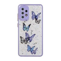 Couvertures de téléphone papillon époxy pailleté pour Samsung Galaxy S24 S21 FE A03S A12 A22 S22 A55 A16 S24 FE