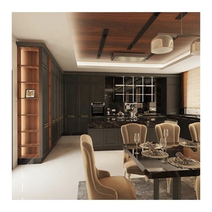 Hiện đại Châu Âu Đen UV sơn mài gỗ Modular đầy đủ hoàn chỉnh Tủ Bếp thiết lập sẵn sàng để lắp ráp - Product Image 4