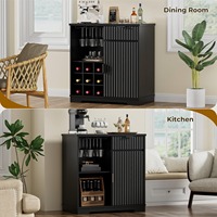 Meuble à liqueurs moderne, bar à café cannelé, armoire à vin avec porte-verres et casier à bouteilles pour salon, cuisine, salle à manger