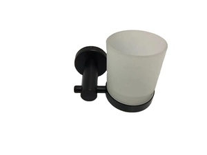 Ensemble de porte-serviettes mural noir avec barre à anneaux, distributeur de savon et porte-brosse WC, accessoires de salle de bain - Product Image 3