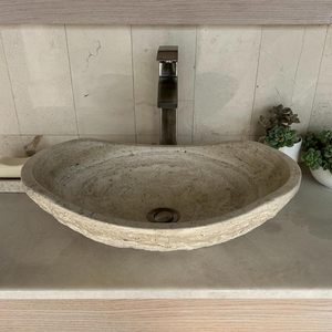 Lusso moderno design antico quadrato in marmo <span class=keywords><strong>turco</strong></span> lavello in pietra per <span class=keywords><strong>bagno</strong></span> e cucina singolo lavaggio a mano in rosso e grigio - Product Image 6