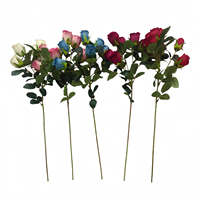 Roses artificielles à tige unique de haute qualité, toucher réel, multicolores, branches de fleurs en soie pour bouquet de mariée, centres de table