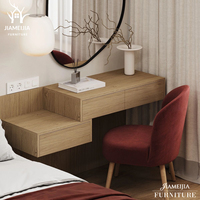 Ensemble de décoration élégant pour dressing, console flottante beige crème avec éclairage d'ambiance LED organique, style boutique moderne haut de gamme